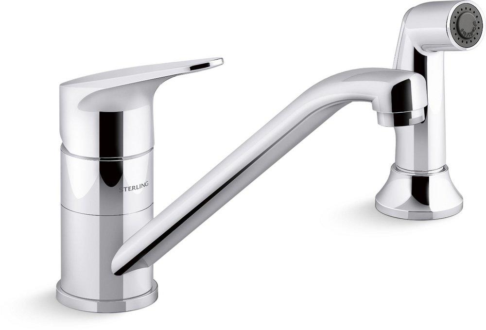Single Handle Kitchen Faucet with Side Spray in Polished Chrome 