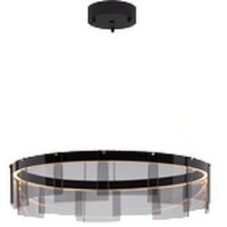 7 x 30-3/5 in. 43.9W 1-Tier 1-Light Integrated LED Contemporary, Mid-century and Modern Chandelier in Smoke with Black