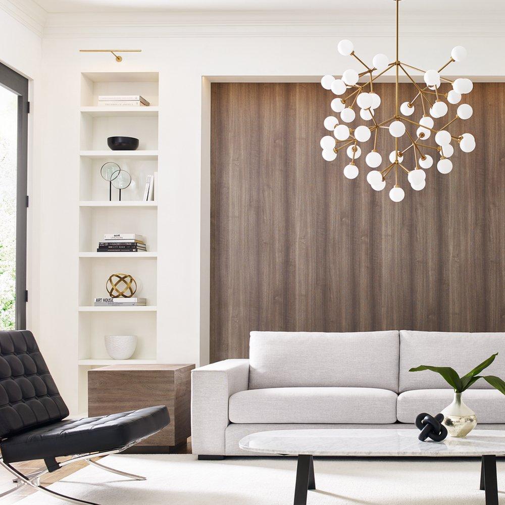 Visual Comfort & Co. Modern Aged Brass 34-1/2 x 32-1/2 in. 75.1W 3-Tier 45-Light Integrated LED Classic, Contemporary, Mid-century, Modern and Transitional Chandelier 