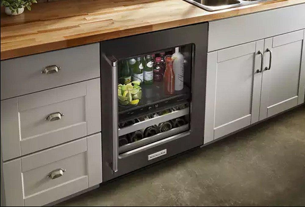 KitchenAid Black Stainless 23-7/8 in. 4.8 cu. ft. Beverage Center 