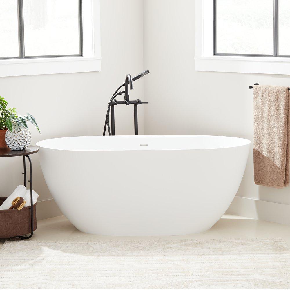 Signature Hardware White 59 x 29 in. Freestanding Bathtub with Center Drain 