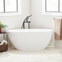 59 x 29 in. Freestanding Bathtub with Center Drain in White