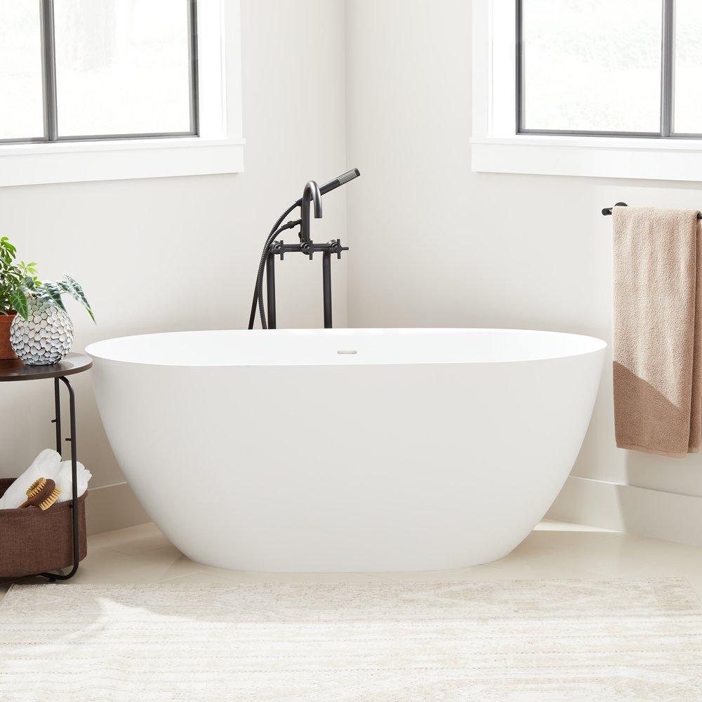 Signature Hardware White 66 x 32 in. Freestanding Bathtub with Center Drain 