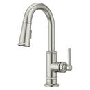 Single Handle Pull Down Bar Faucet in Stainless Steel