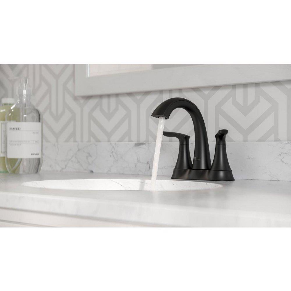 Pfister Matte Black Two Handle Centerset Bathroom Sink Faucet Lever Handle 