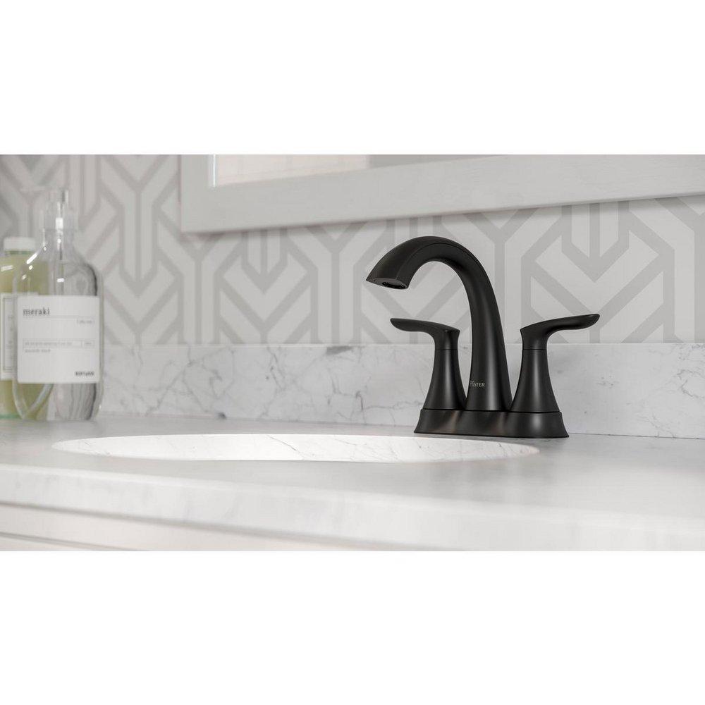 Pfister Matte Black Two Handle Centerset Bathroom Sink Faucet Lever Handle 