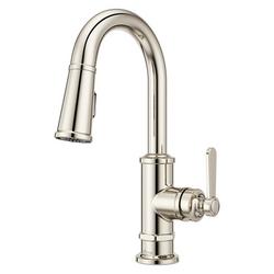 Single Handle Pull Down Bar Faucet in Polished Nickel