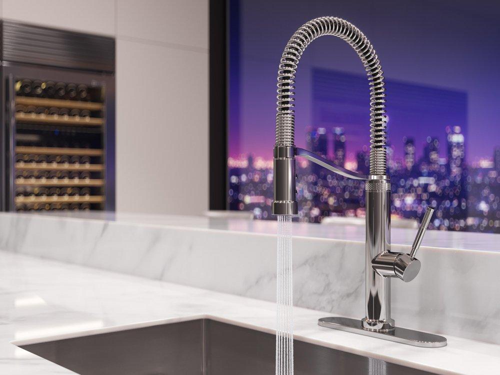 Pfister Polished Chrome Single Handle Pull Down Monoblock Kitchen Faucet 