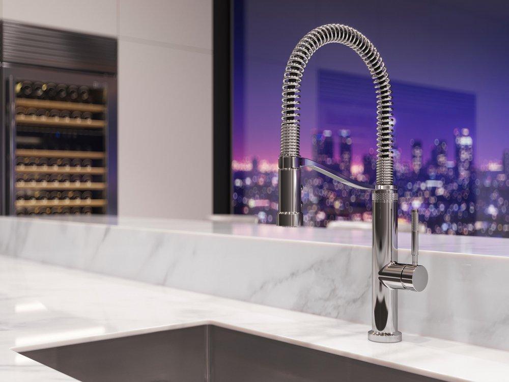 Pfister Polished Chrome Single Handle Pull Down Monoblock Kitchen Faucet 