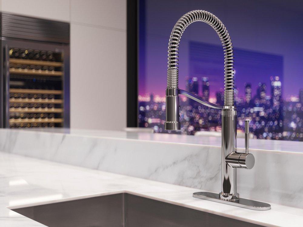 Pfister Polished Chrome Single Handle Pull Down Monoblock Kitchen Faucet 