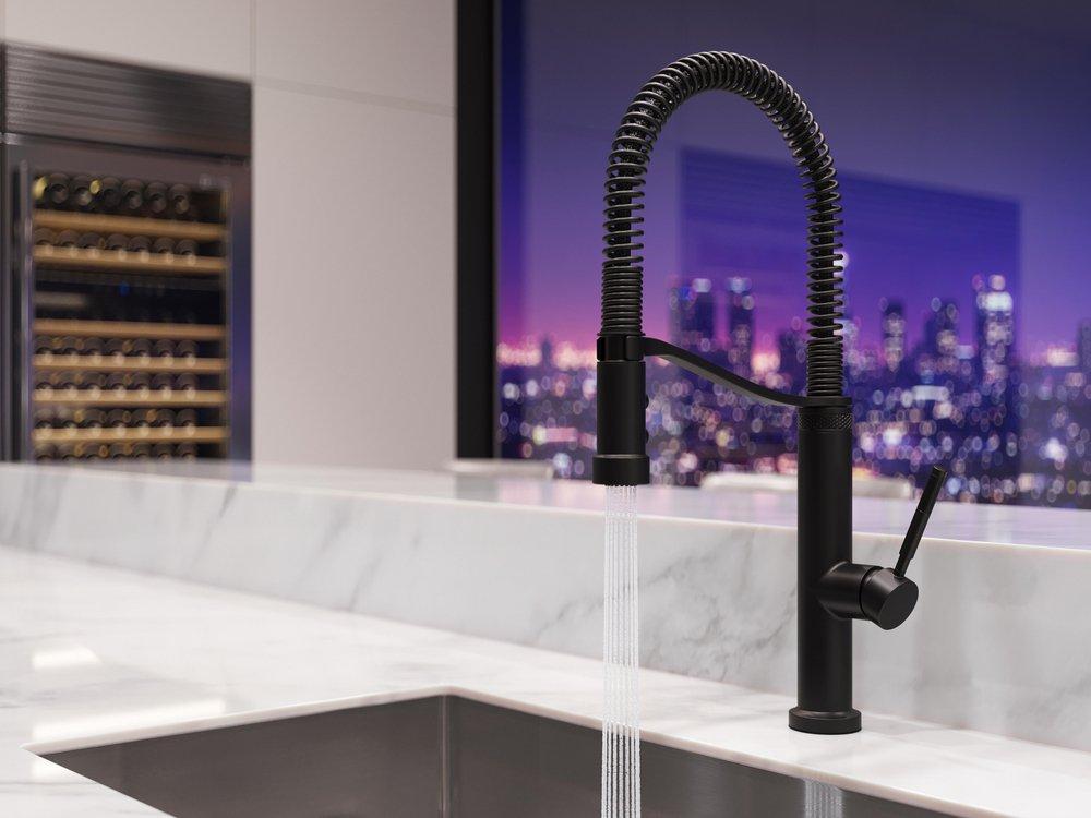 Pfister Matte Black Single Handle Pull Down Monoblock Kitchen Faucet 