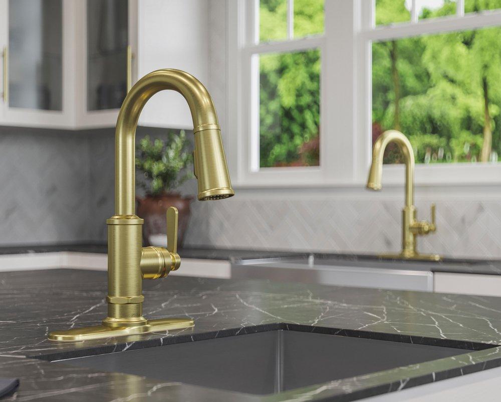 Pfister Brushed Gold Single Handle Lever Bar Faucet 