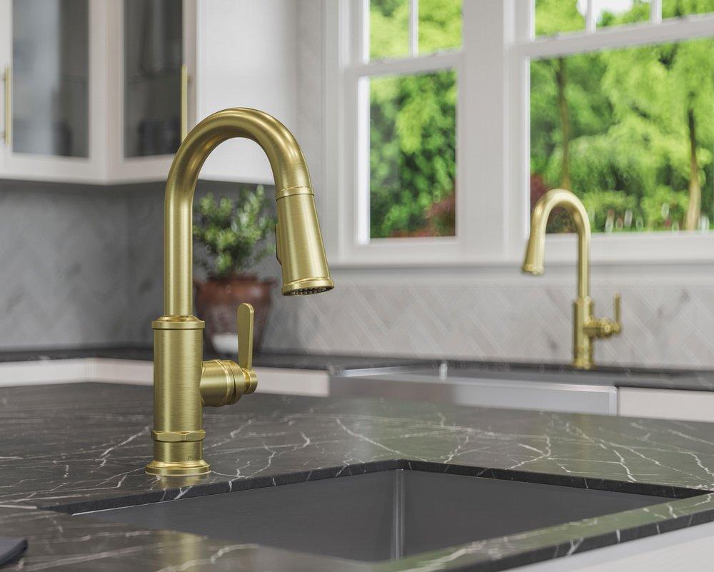 Pfister Brushed Gold Single Handle Lever Bar Faucet 