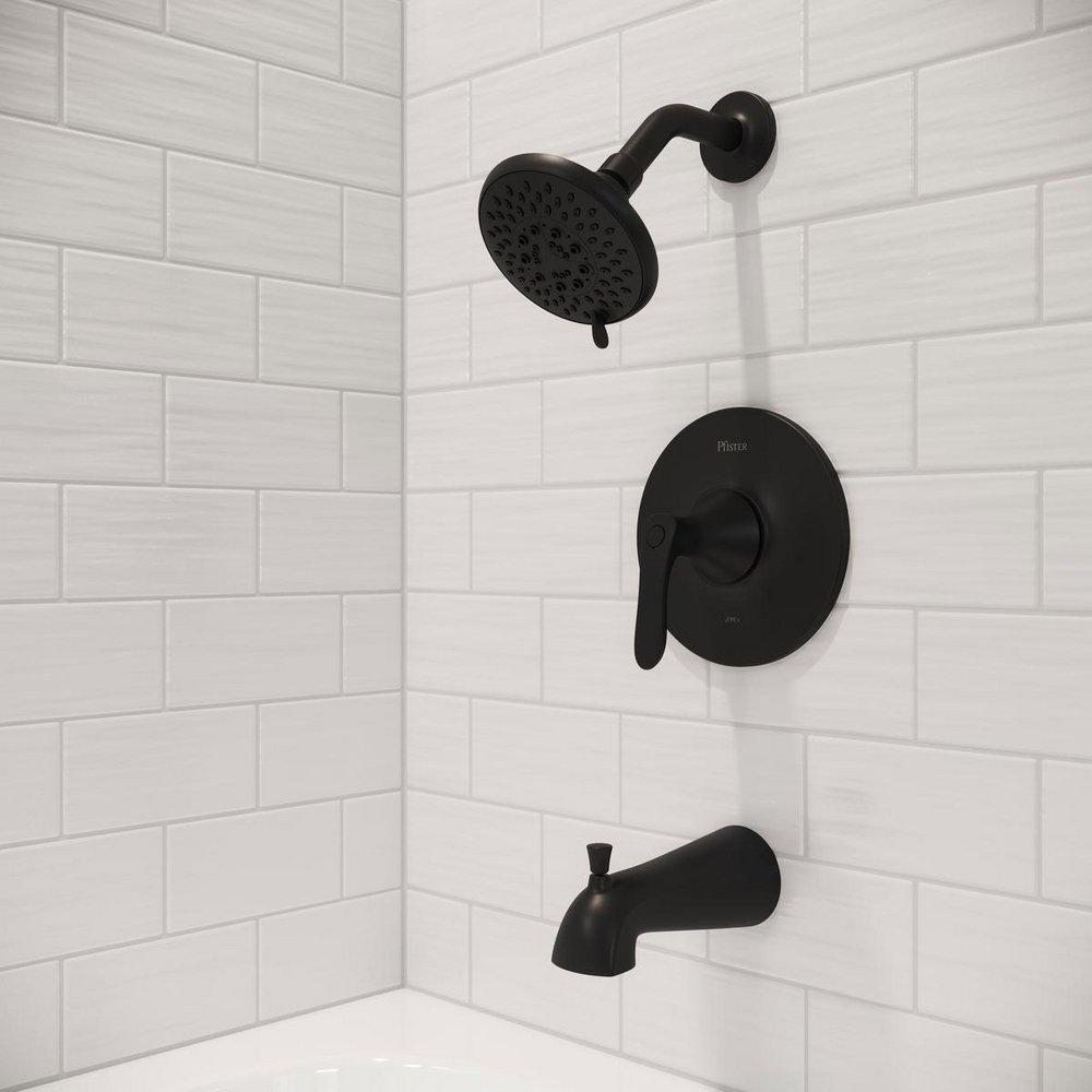Pfister Matte Black One Handle Single Function Bathtub & Shower Faucet (Trim Only) 