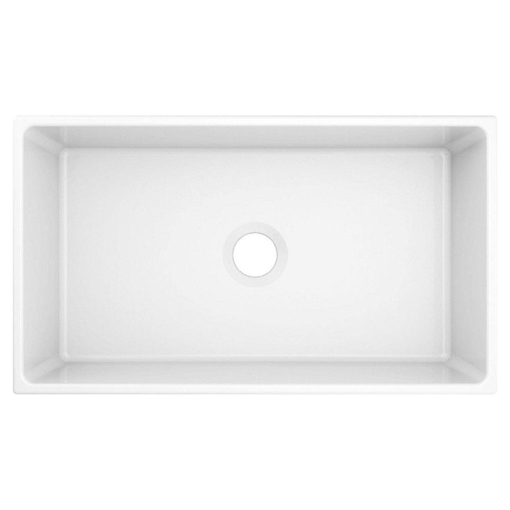 Moen White 33 x 19 in. No Hole Fireclay Single Bowl Farmhouse and Undermount Kitchen Sink 