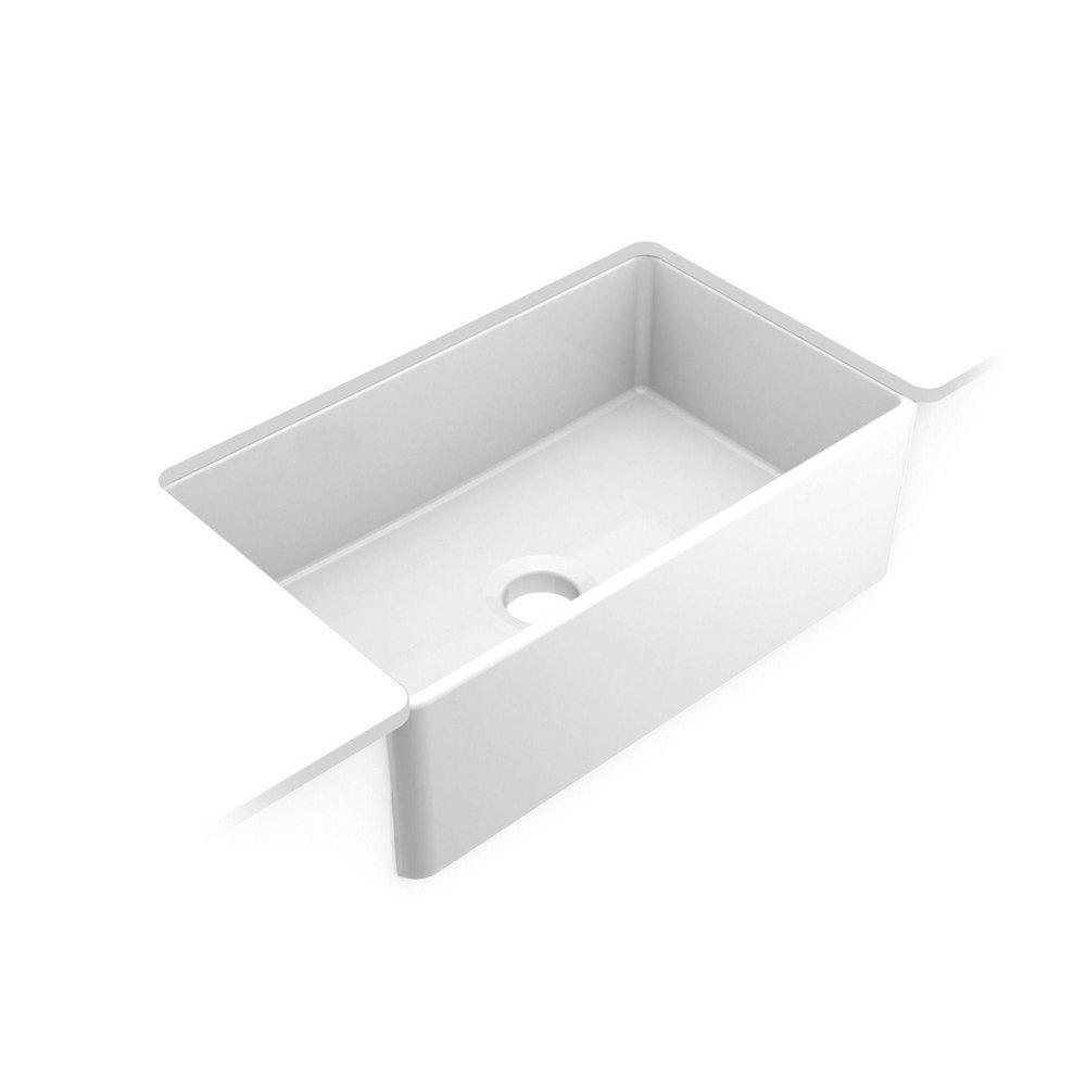 Moen White 30 x 18 in. No Hole Fireclay Single Bowl Farmhouse and Undermount Kitchen Sink 