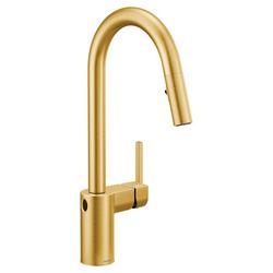 Single Handle Pull Down Touchless Kitchen Faucet in Brushed Gold