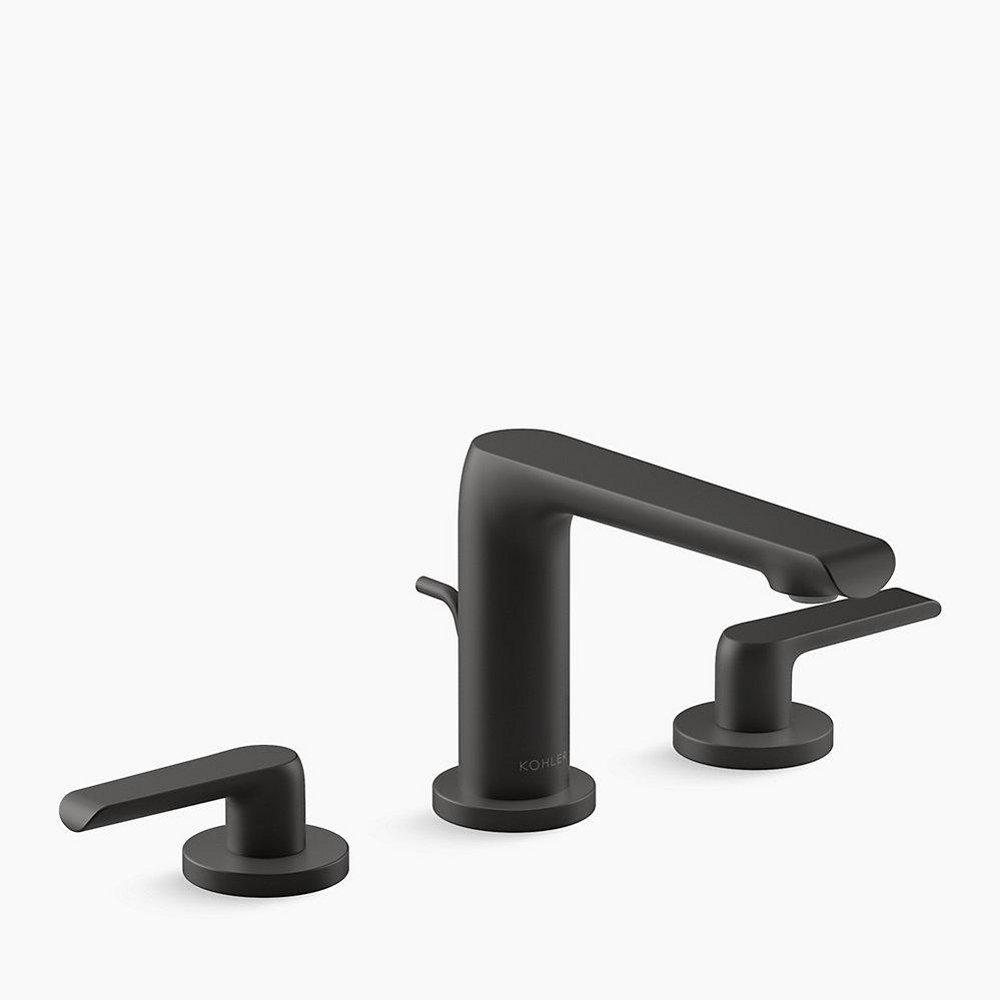 KOHLER Matte Black Two Handle Widespread Bathroom Sink Faucet 