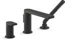 Single Handle Roman Tub Faucet with Hand Shower in Matte Black