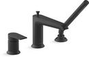 Single Handle Roman Tub Faucet with Handshower in Matte Black