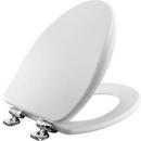 Elongated Closed Front with Cover Toilet Seat in White with Chrome
