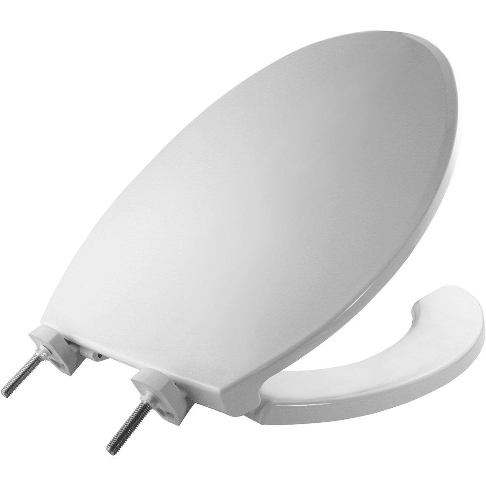 Bemis White Elongated Open Front with Cover Toilet 