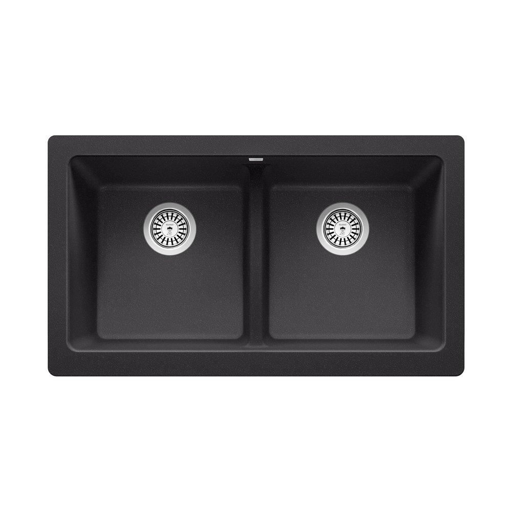 33 in. Farmhouse Silgranit Double Bowl Kitchen Sink in Anthracite 
