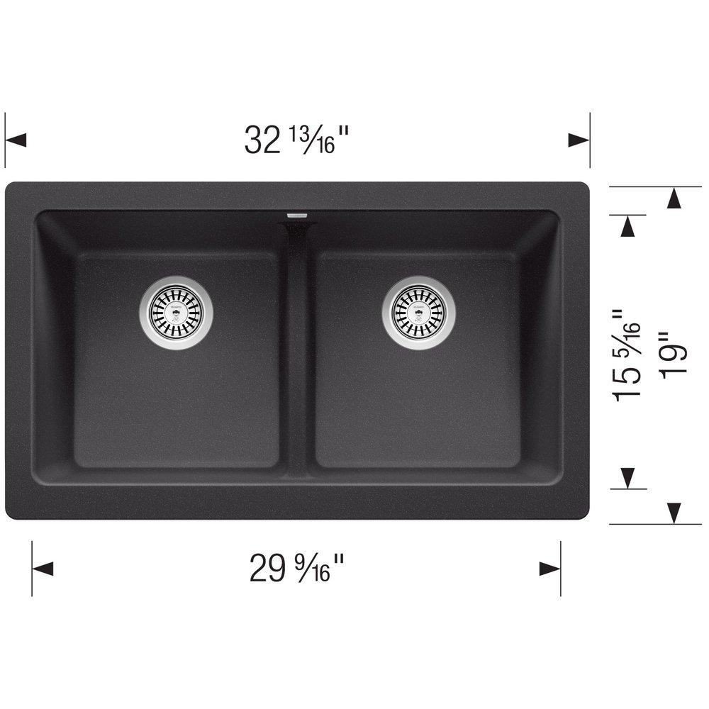 32-13/16 x 19 in. No Hole Granite Composite Double Bowl Farmhouse Kitchen Sink in Anthracite 
