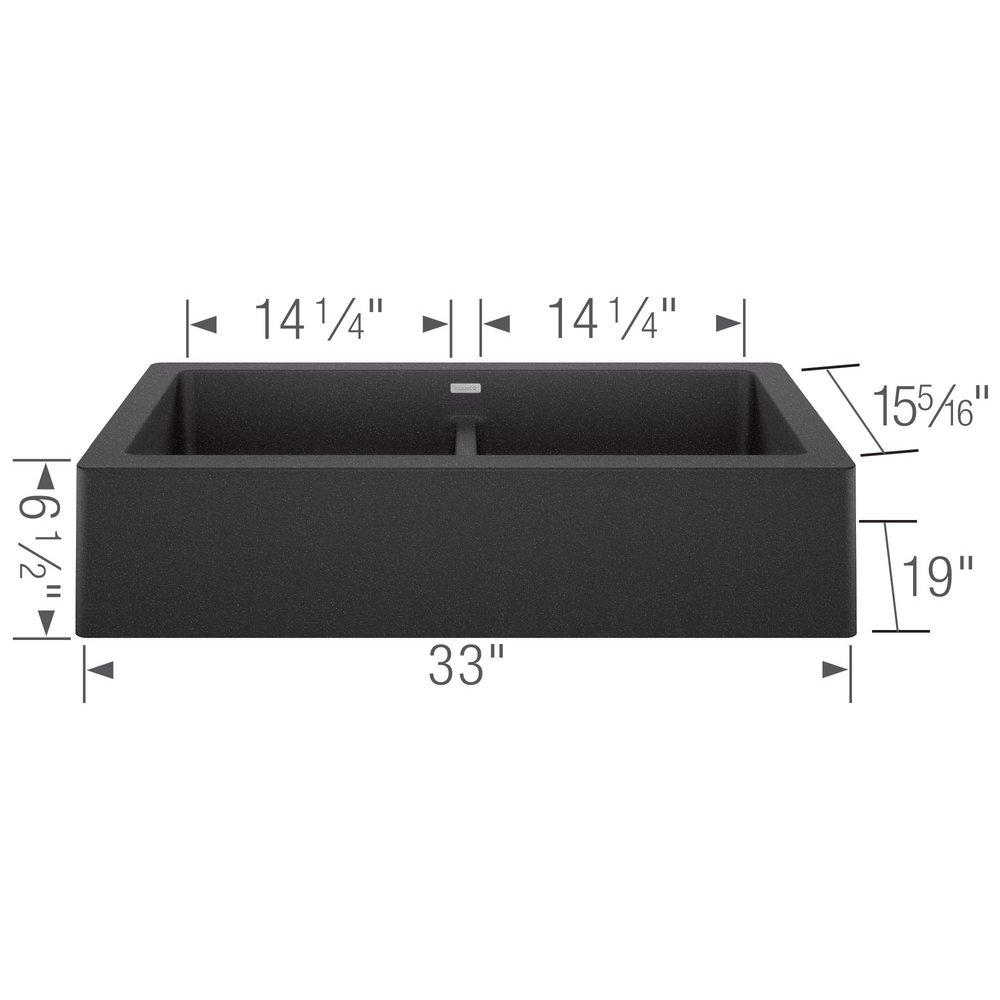 32-13/16 x 19 in. No Hole Granite Composite Double Bowl Farmhouse Kitchen Sink in Anthracite 