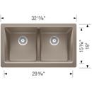 33 in. Farmhouse Silgranit Double Bowl Kitchen Sink in Truffle 