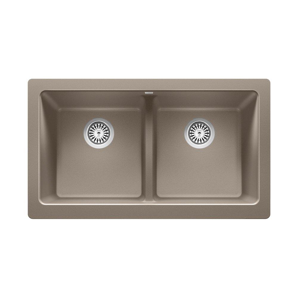 32-13/16 x 19 in. No Hole Granite Composite Double Bowl Farmhouse Kitchen Sink in Truffle 