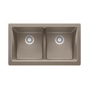 32-13/16 x 19 in. No Hole Granite Composite Double Bowl Farmhouse Kitchen Sink in Truffle 