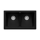 32-13/16 x 19 in. No Hole Granite Composite Double Bowl Farmhouse Kitchen Sink in Coal Black 