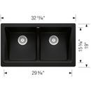 32-13/16 x 19 in. No Hole Granite Composite Double Bowl Farmhouse Kitchen Sink in Coal Black 