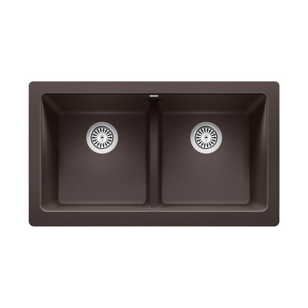 BLANCO Cafe 32-13/16 x 19 in. No Hole Granite Composite Double Bowl Farmhouse Kitchen Sink 