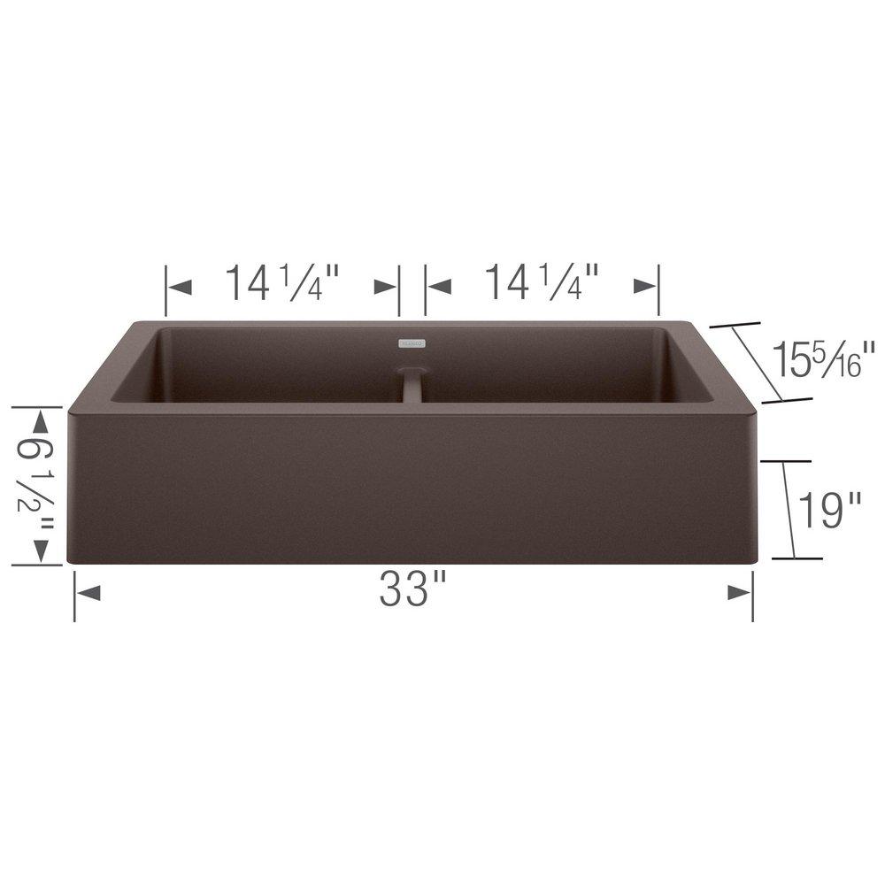 BLANCO Cafe 32-13/16 x 19 in. No Hole Granite Composite Double Bowl Farmhouse Kitchen Sink 