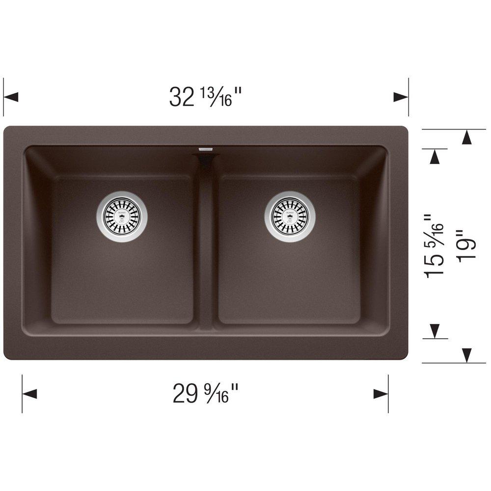 BLANCO Cafe 32-13/16 x 19 in. No Hole Granite Composite Double Bowl Farmhouse Kitchen Sink 