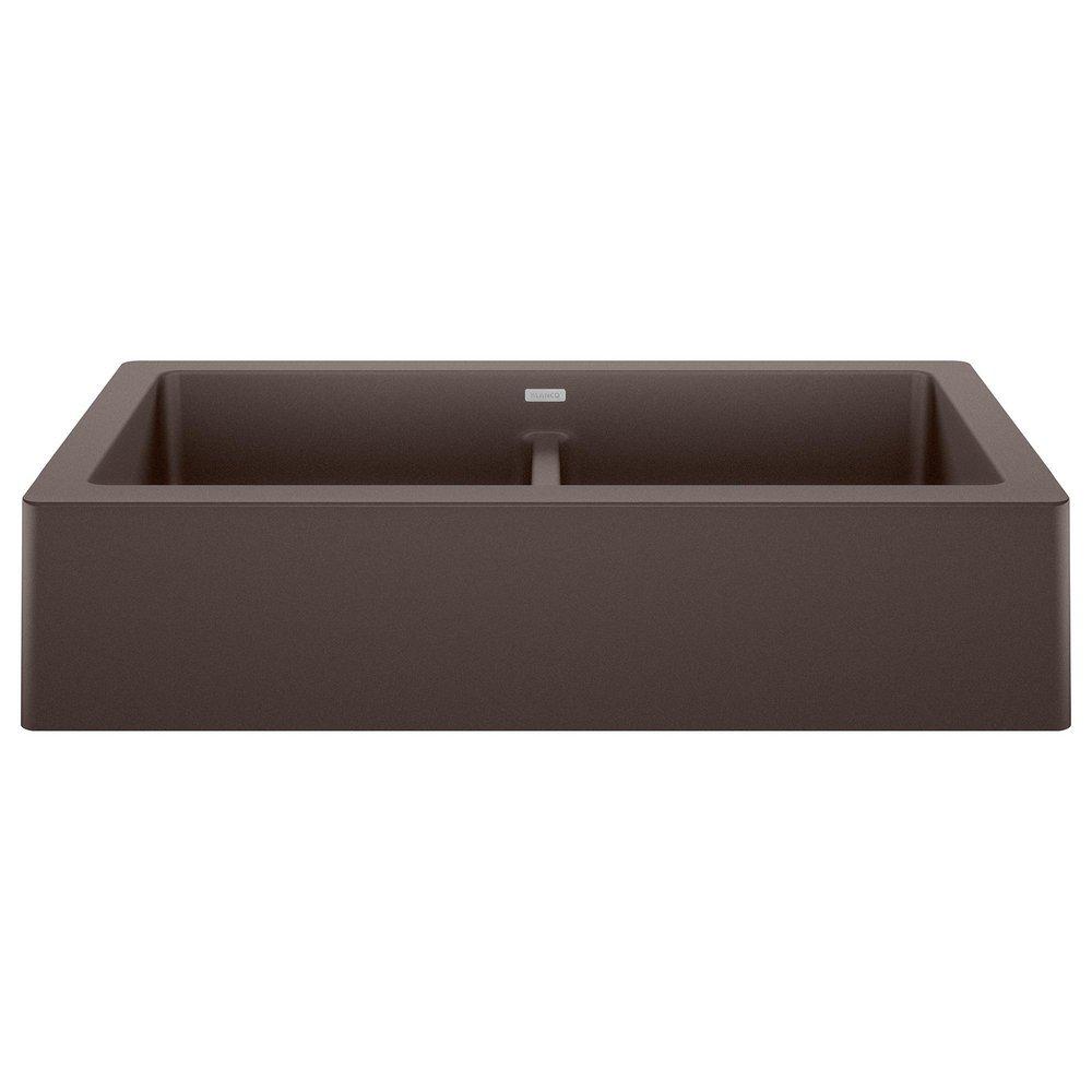 32-13/16 x 19 in. No Hole Granite Composite Double Bowl Farmhouse Kitchen Sink in Caf&eacute; 