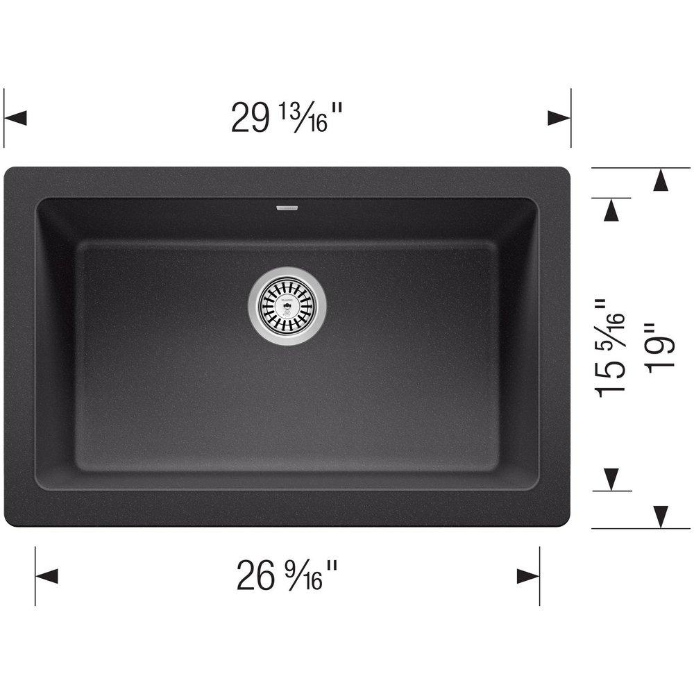 BLANCO Anthracite 29-13/16 x 19 in. No Hole Granite Composite Single Bowl Farmhouse Kitchen Sink 