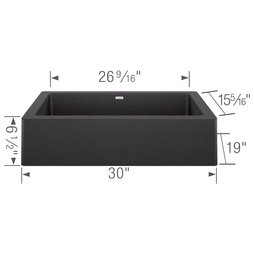 BLANCO Anthracite 29-13/16 x 19 in. No Hole Granite Composite Single Bowl Farmhouse Kitchen Sink 