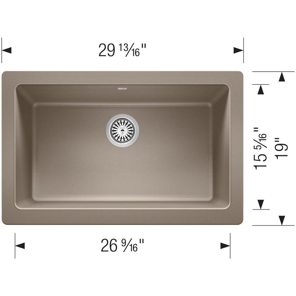 BLANCO Truffle 29-13/16 x 19 in. No Hole Granite Composite Single Bowl Farmhouse Kitchen Sink 