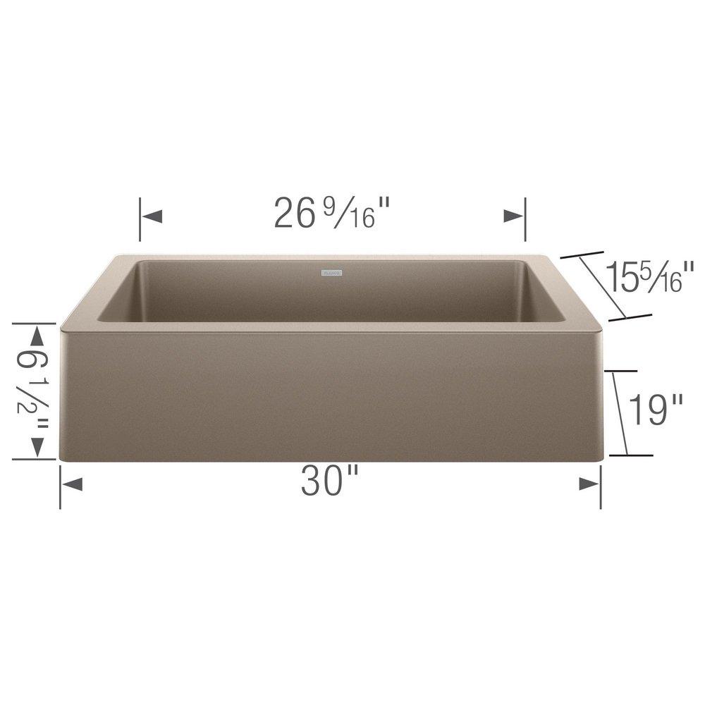 BLANCO Truffle 29-13/16 x 19 in. No Hole Granite Composite Single Bowl Farmhouse Kitchen Sink 