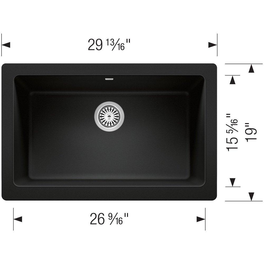 BLANCO Coal Black 29-13/16 x 19 in. No Hole Granite Composite Single Bowl Farmhouse Kitchen Sink 