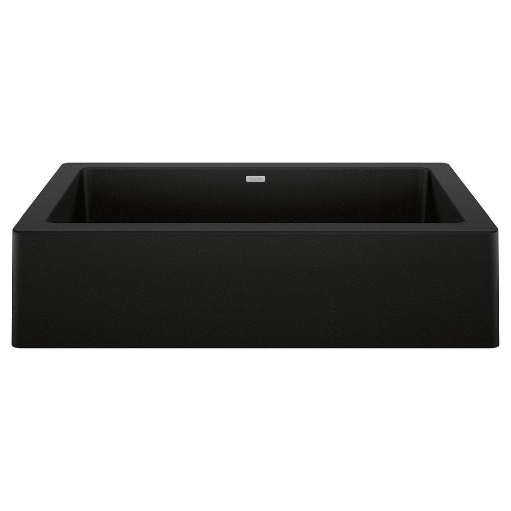 BLANCO Coal Black 29-13/16 x 19 in. No Hole Granite Composite Single Bowl Farmhouse Kitchen Sink 