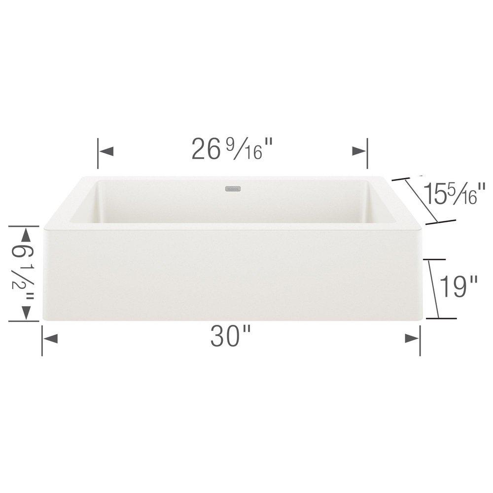 BLANCO White 29-13/16 x 19 in. No Hole Granite Composite Single Bowl Farmhouse Kitchen Sink 