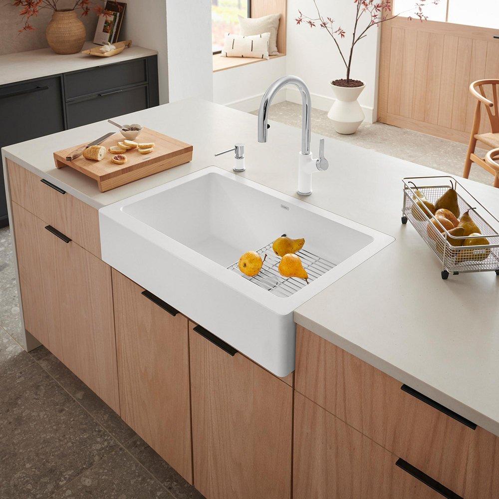 BLANCO White 29-13/16 x 19 in. No Hole Granite Composite Single Bowl Farmhouse Kitchen Sink 
