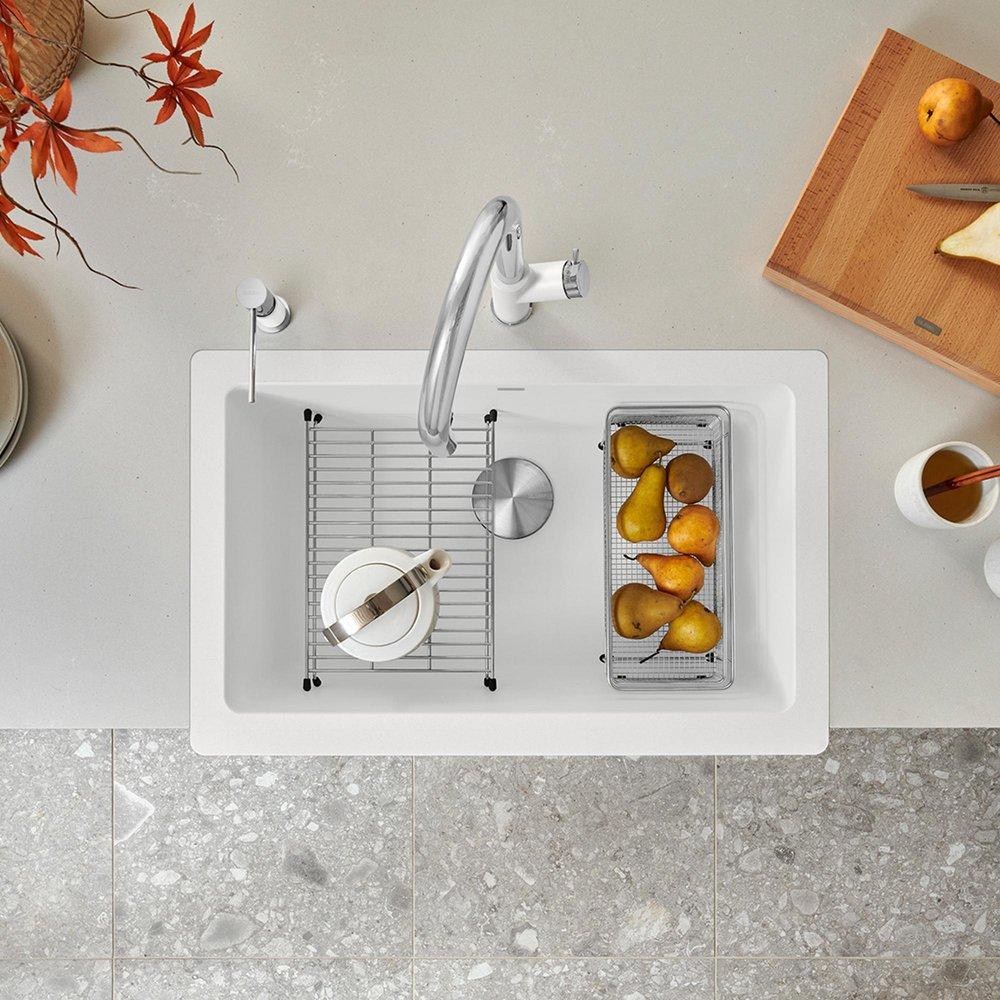 BLANCO White 29-13/16 x 19 in. No Hole Granite Composite Single Bowl Farmhouse Kitchen Sink 