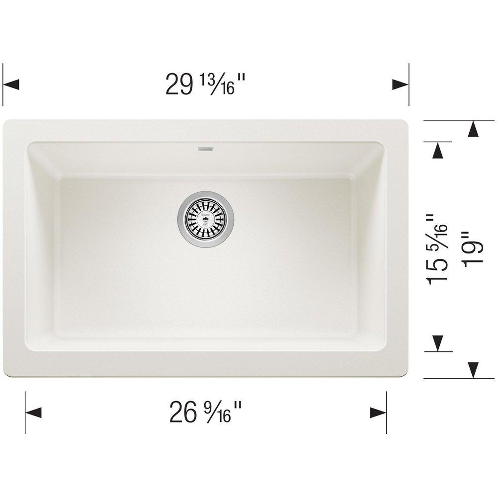 BLANCO White 29-13/16 x 19 in. No Hole Granite Composite Single Bowl Farmhouse Kitchen Sink 
