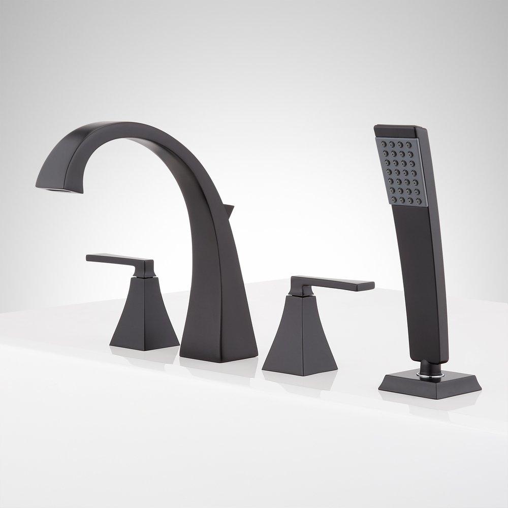 Signature Hardware Matte Black Two Handle Roman Tub Faucet (Trim Only) 