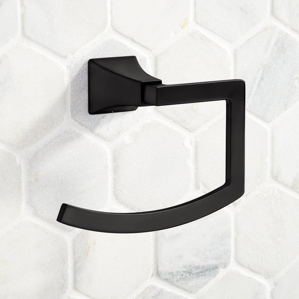 Signature Hardware Matte Black Open Towel Ring 